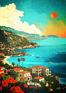 Bodrum Turkey Coastal Art Poster