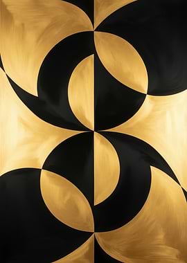 Abstract Gold and Black Geometric Art