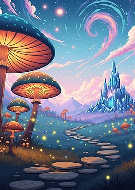 Enchanted Mushroom Forest Landscape