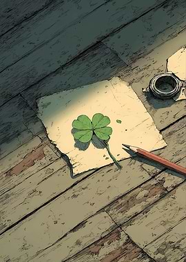 Four-leaf clover on paper