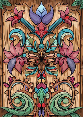 Ornate Floral Wood Carving