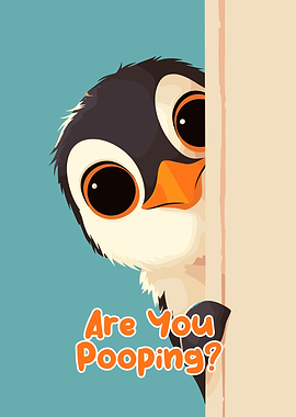 Cute Penguin Peeking with Text