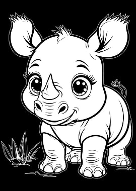 Cute Baby Rhino Illustration