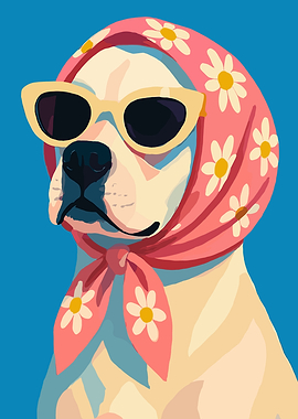 Dog in Sunglasses and Scarf