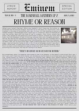 Eminem 'Rhyme or Reason' Newspaper Style