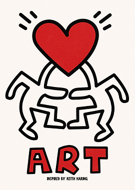 Keith Haring Inspired Art Heart