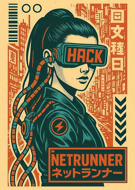 Cyberpunk Netrunner with VR Goggles