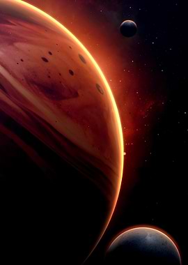 Cosmic Scene with Planets and Nebula