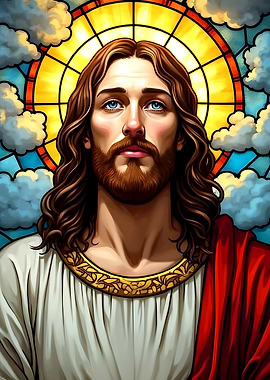 Jesus Christ Stained Glass Portrait