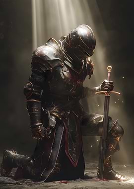 Kneeling Knight in Armor