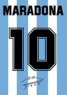 Maradona 10 Jersey with Signature