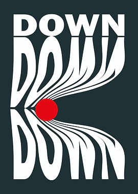 Down text with red circle