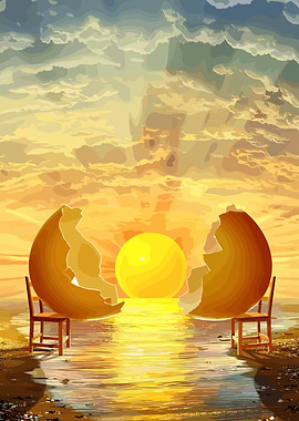Sunrise Egg with Chairs