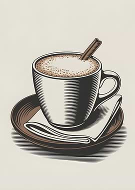 Cup of Coffee with Cinnamon Stick