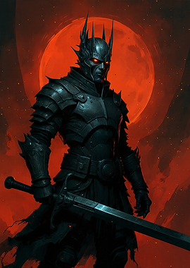 Dark Knight with Red Moon