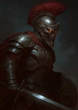 Demonic Knight with Sword and Shield