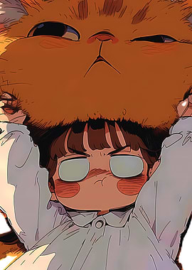 Girl holding a giant cat