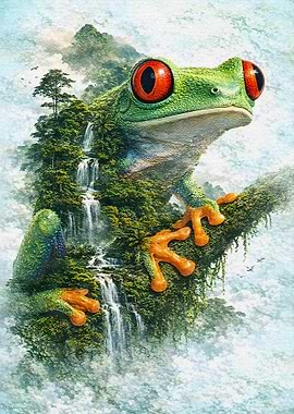 Surreal Red eyed Tree Frog Swamp Wanderer