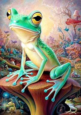 Whimsical Frog in a Fantasy World