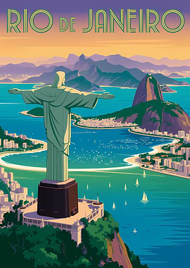 Rio de Janeiro Christ the Redeemer Vintage Poster
