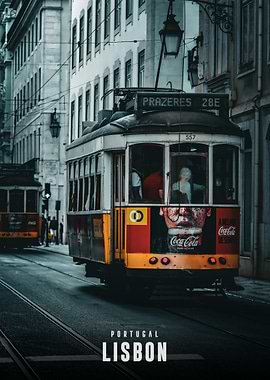 Lisbon Tram with Coca-Cola Advertisement