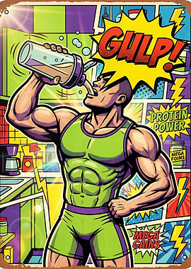 Bodybuilder drinking protein shake