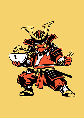 Samurai Warrior with Ramen Bowl