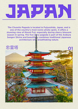 Chureito Pagoda with Mount Fuji