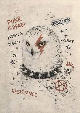 Punk Owl with Lightning Bolt
