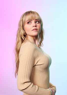 megan stott in Beige Sweater