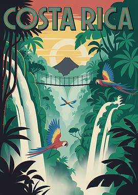 Costa Rica Tropical Waterfall Scene