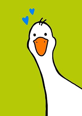Cute Goose with Blue Hearts