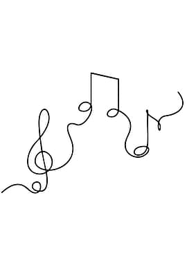 Minimalist Music Notes Line Art