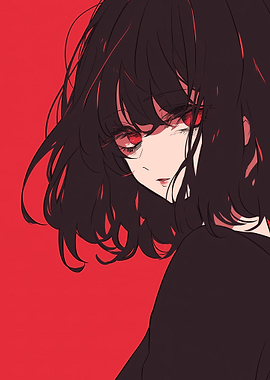 Anime Girl with Red Eyes