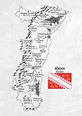 Handdrawn Map of Alsace
