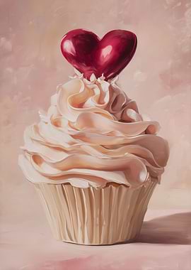 Heart-Topped Cupcake Painting