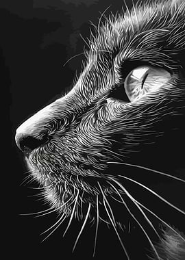 Close-up of a Black Cat's Face