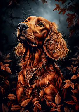 Irish Setter Portrait in Autumn