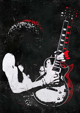 Rock Guitarist with Red Accents