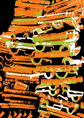 Abstract Pile of Orange Terracotta Roof Tiles