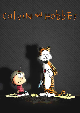 Calvin and Hobbes with toy gun