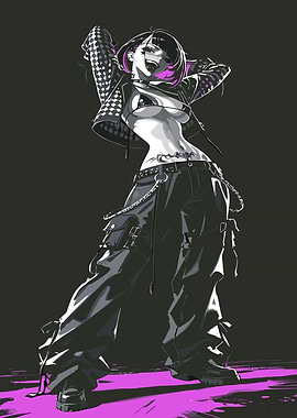 Anime girl in punk fashion