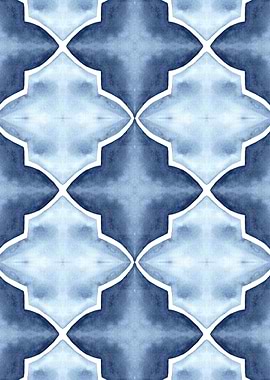 Blue Watercolor Portuguese Tile Pattern
