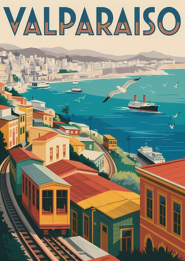 Valparaiso Vintage Travel Poster