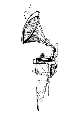 Vintage Gramophone Sketch