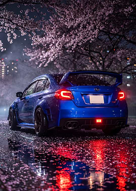 Subaru WRX STI at Night Japanese