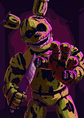 Springtrap Holding a Bloody Knife