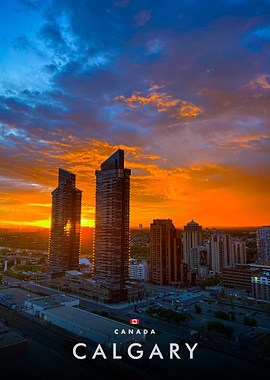 Calgary Cityscape at Sunset
