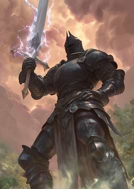Knight Holding Lightning Sword