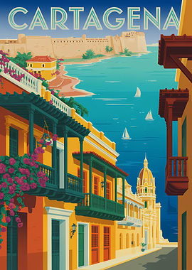 Cartagena Vintage Travel Poster
